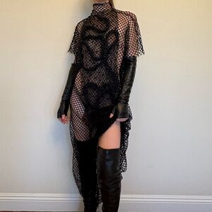 Black Braided Mesh/ Net Top